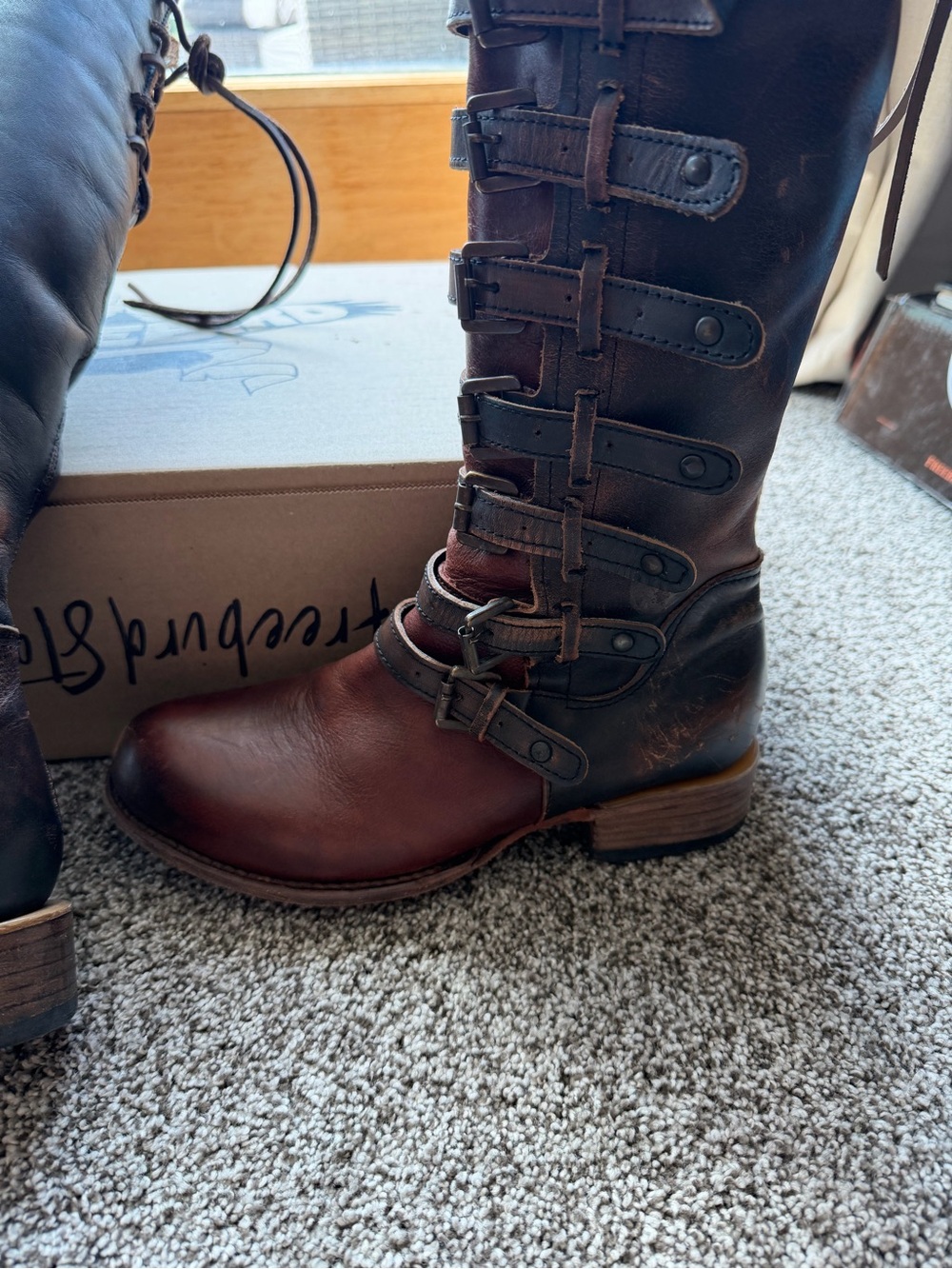 freebird Brown Lace-Up Buckle Riding Boots - Picture 6 of 7
